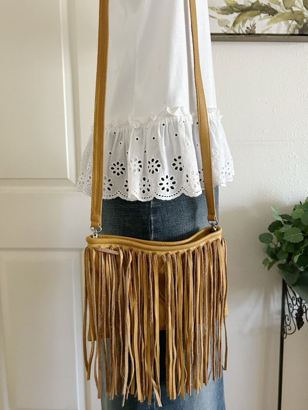 Posse Mustard Yellow Fringed Crossbody Bag